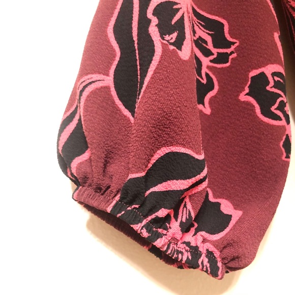 OLM Floral Blouse w/ Elastic Waist & Balloon Sleeves - Picture 10 of 16